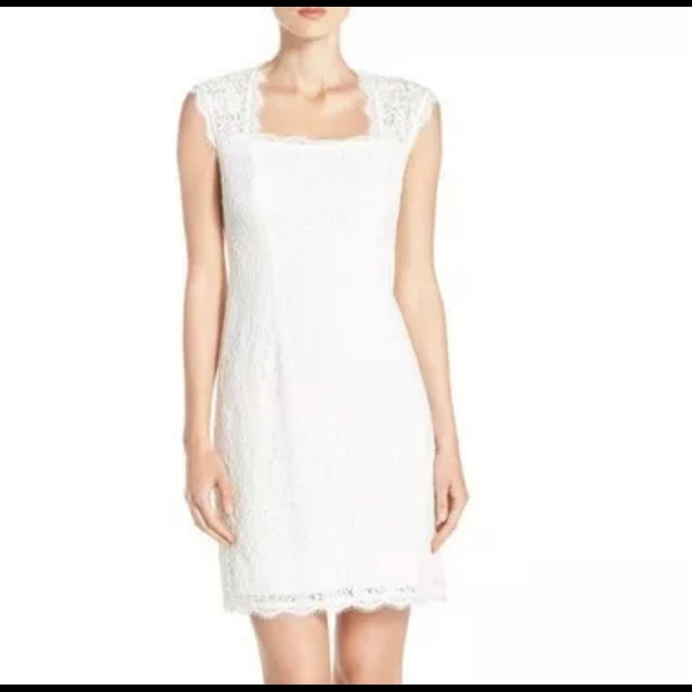 Adrianna Papell Lace Overlay cutout back dress